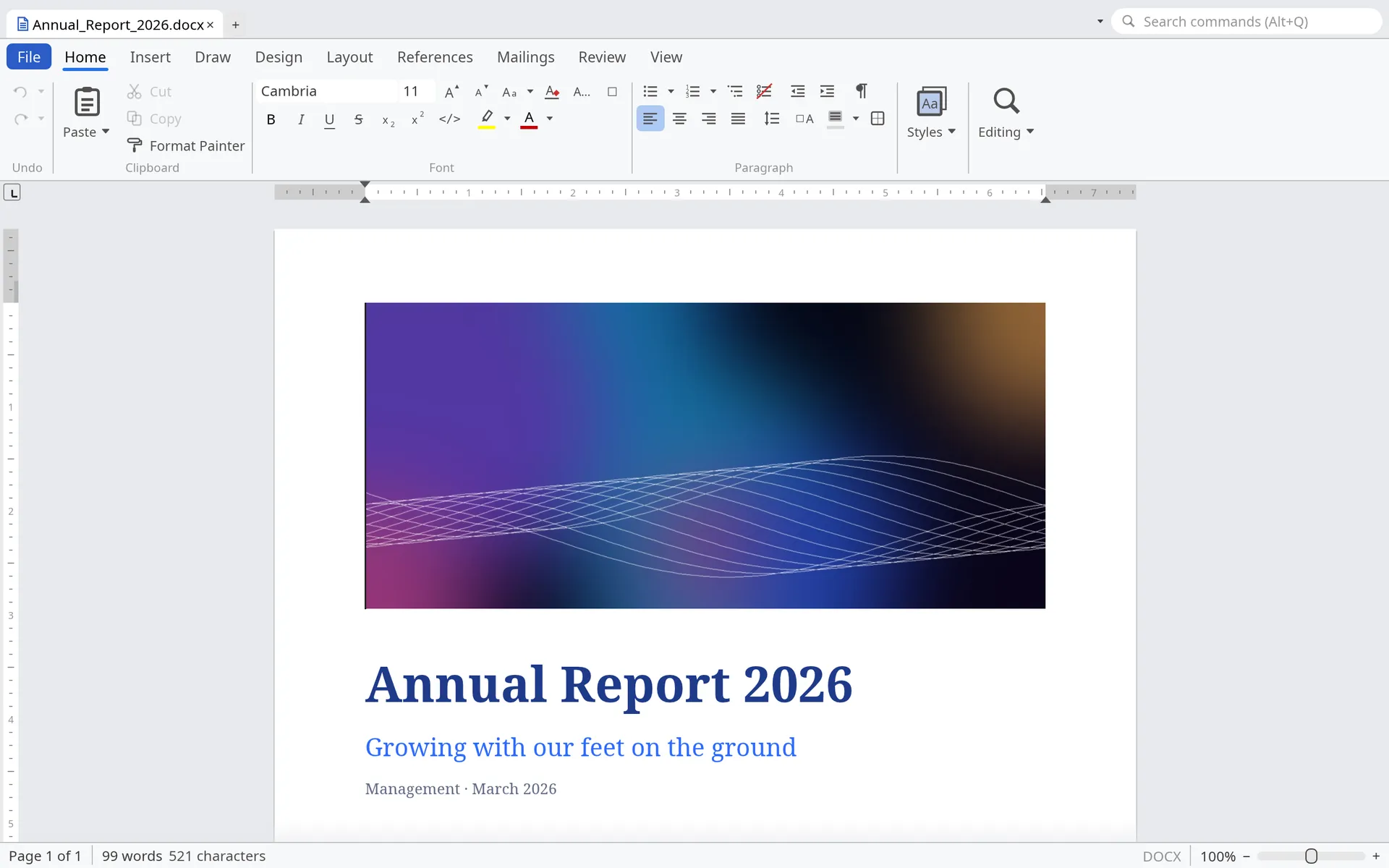 Document with the cover of an annual report